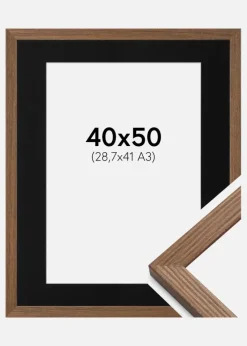 Ramme Fiorito Mørk Eg 40x50 cm - Passepartout Sort 29,7x42 cm (A3)