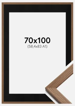Ramme Fiorito Mørk Eg 70x100 cm - Passepartout Sort 59,4x84 cm (A1)