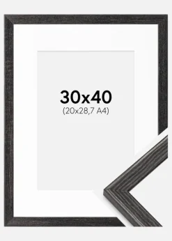 Ramme Fiorito Mørkegrå 30x40 cm - Passepartout Hvid 21x29,7 cm (A4)