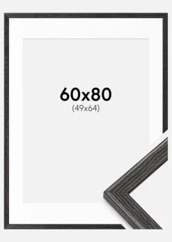 Ramme Fiorito Mørkegrå 60x80 cm - Passepartout Hvid 50x65 cm