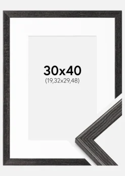 Ramme Fiorito Mørkegrå 30x40 cm - Passepartout Hvid 8x12 inches