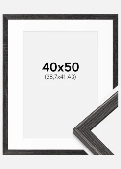 Ramme Fiorito Mørkegrå 40x50 cm - Passepartout Hvid 29,7x42 cm (A3)