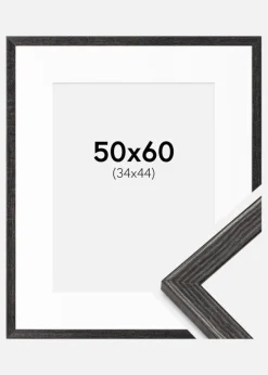 Ramme Fiorito Mørkegrå 50x60 cm - Passepartout Hvid 35x45 cm