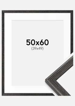 Ramme Fiorito Mørkegrå 50x60 cm - Passepartout Hvid 40x50 cm