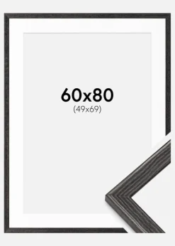 Ramme Fiorito Mørkegrå 60x80 cm - Passepartout Hvid 50x70 cm