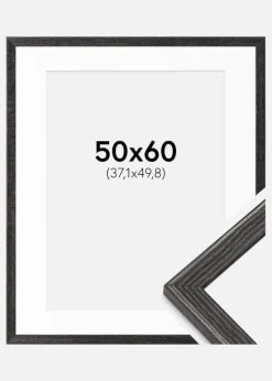 Ramme Fiorito Mørkegrå 50x60 cm - Passepartout Hvid 15x20 inches