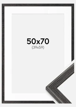 Ramme Fiorito Mørkegrå 50x70 cm - Passepartout Hvid 40x60 cm