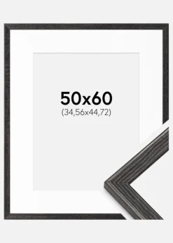 Ramme Fiorito Mørkegrå 50x60 cm - Passepartout Hvid 14x18 inches