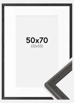 Ramme Fiorito Mørkegrå 50x70 cm - Passepartout Hvid 33x56 cm