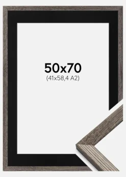 Ramme Fiorito Valnød 50x70 cm - Passepartout Sort 42x59,4 cm (A2)