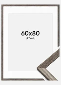 Ramme Fiorito Valnød 60x80 cm - Passepartout Hvid 50x65 cm