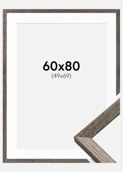 Ramme Fiorito Valnød 60x80 cm - Passepartout Hvid 50x70 cm