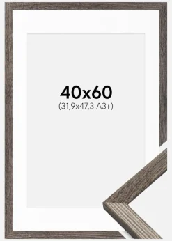 Ramme Fiorito Valnød 40x60 cm - Passepartout Hvid 32,9x48,3 cm (A3+)