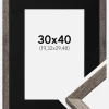 Ramme Fiorito Valnød 30x40 cm - Passepartout Sort 8x12 inches