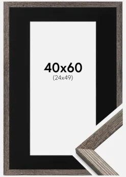 Ramme Fiorito Valnød 40x60 cm - Passepartout Sort 25x50 cm