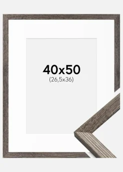 Ramme Fiorito Valnød 40x50 cm - Passepartout Hvid 27,5x37 cm