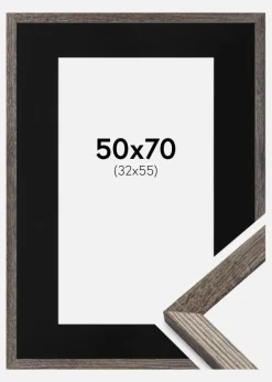 Ramme Fiorito Valnød 50x70 cm - Passepartout Sort 33x56 cm