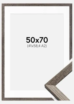 Ramme Fiorito Valnød 50x70 cm - Passepartout Hvid 42x59,4 cm (A2)