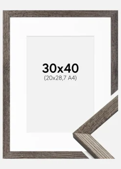 Ramme Fiorito Valnød 30x40 cm - Passepartout Hvid 21x29,7 cm (A4)