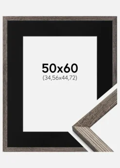 Ramme Fiorito Valnød 50x60 cm - Passepartout Sort 14x18 inches