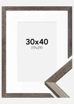 Ramme Fiorito Valnød 30x40 cm - Passepartout Hvid 20x30 cm