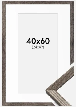 Ramme Fiorito Valnød 40x60 cm - Passepartout Hvid 25x50 cm