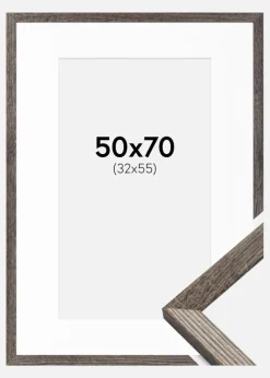 Ramme Fiorito Valnød 50x70 cm - Passepartout Hvid 33x56 cm