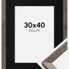 Ramme Fiorito Valnød 30x40 cm - Passepartout Sort 21x30 cm