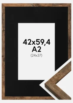 Ramme Fiorito Washed Oak 42x59,4 cm (A2) - Passepartout Sort 25x38 cm