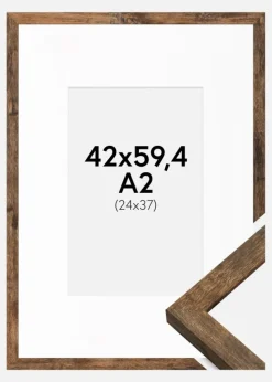 Ramme Fiorito Washed Oak 42x59,4 cm (A2) - Passepartout Hvid 25x38 cm