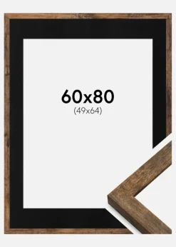 Ramme Fiorito Washed Oak 60x80 cm - Passepartout Sort 50x65 cm