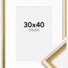 Ramme Gala Guld 30x40 cm - Passepartout Hvid 20x30 cm