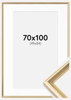 Ramme Gala Guld 70x100 cm - Passepartout Hvid 50x85 cm