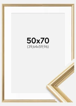 Ramme Gala Guld 50x70 cm - Passepartout Hvid 16x24 inches