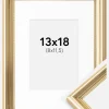 Ramme Gala Guld 13x18 cm - Passepartout Hvid 9x12 cm
