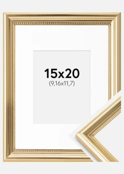 Ramme Gala Guld 15x20 cm - Passepartout Hvid 4x5 inches