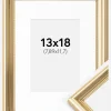 Ramme Gala Guld 13x18 cm - Passepartout Hvid 3,5x5 inches