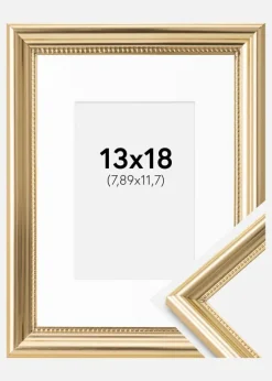 Ramme Gala Guld 13x18 cm - Passepartout Hvid 3,5x5 inches