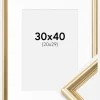 Ramme Gala Guld 30x40 cm - Passepartout Hvid 21x30 cm