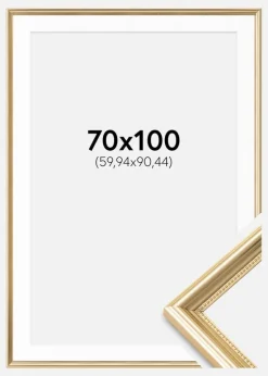 Ramme Gala Guld 70x100 cm - Passepartout Hvid 24x36 inches