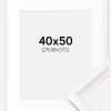 Ramme Gala Hvid 40x50 cm - Passepartout Hvid 12x15 inches