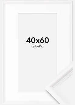 Ramme Gala Hvid 40x60 cm - Passepartout Hvid 25x50 cm