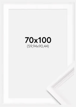 Ramme Gala Hvid 70x100 cm - Passepartout Hvid 24x36 inches