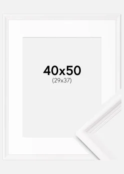 Ramme Gala Hvid 40x50 cm - Passepartout Hvid 30x38 cm