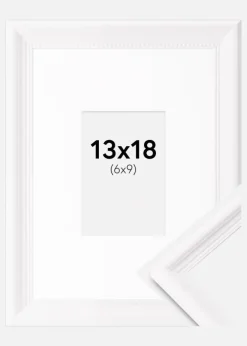 Ramme Gala Hvid 13x18 cm - Passepartout Hvid 7x10 cm