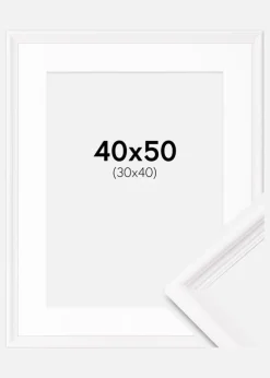 Ramme Gala Hvid 40x50 cm - Passepartout Hvid 31x41 cm