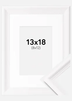 Ramme Gala Hvid 13x18 cm - Passepartout Hvid 9x13 cm