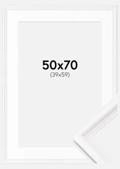Ramme Gala Hvid 50x70 cm - Passepartout Hvid 40x60 cm