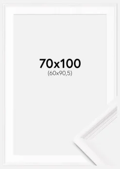Ramme Gala Hvid 70x100 cm - Passepartout Hvid 61x91,5 cm