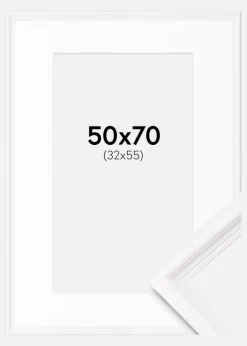 Ramme Gala Hvid 50x70 cm - Passepartout Hvid 33x56 cm
